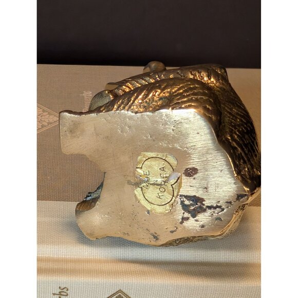 Brass Elephant Figurine Raised Trunk Decorative Accent For Shelf Or Desk 3.5" - Picture 7 of 8